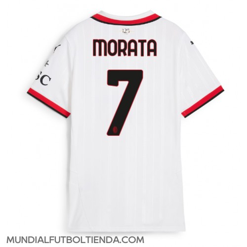 Camiseta AC Milan Alvaro Morata #7 Segunda Equipación Replica 2024-25 para mujer mangas cortas